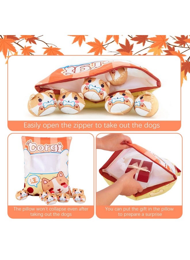 Civaner Cute Plush Pillow Kawaii Room Decor Throw Pillow Removable Stuffed Animal Toys Fluffy Cherry Bunnies Dog Dinosaur Cookies Christmas Home Decor Gifts(Dog)