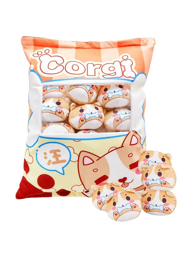 Civaner Cute Plush Pillow Kawaii Room Decor Throw Pillow Removable Stuffed Animal Toys Fluffy Cherry Bunnies Dog Dinosaur Cookies Christmas Home Decor Gifts(Dog)