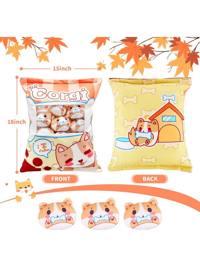 Civaner Cute Plush Pillow Kawaii Room Decor Throw Pillow Removable Stuffed Animal Toys Fluffy Cherry Bunnies Dog Dinosaur Cookies Christmas Home Decor Gifts(Dog)