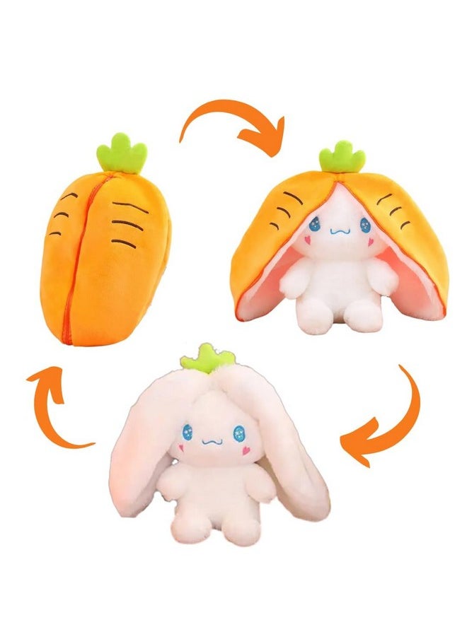 BESTIES Plush Toy Pillow, Reversible Bunny,Cute Rabbit Sofa Pillow, Easter Bunny Stuffed Animal Cute Rabbit Plushie Birthday Gift for Boys Girls and Kids (30 cm, Carrot Dog)