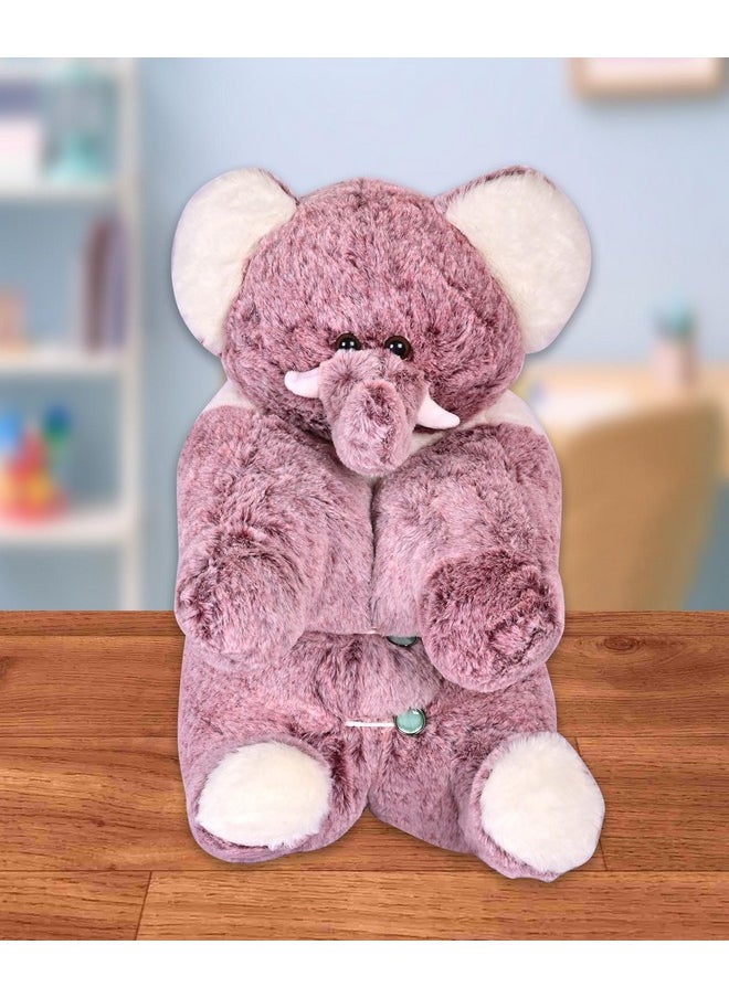 BESTIES Premium Fur Elephant Soft Toy Cum Pillow Marron - Height 45 cm