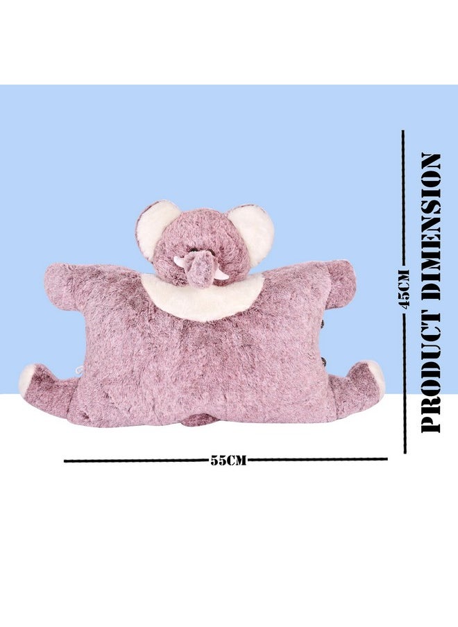 BESTIES Premium Fur Elephant Soft Toy Cum Pillow Marron - Height 45 cm