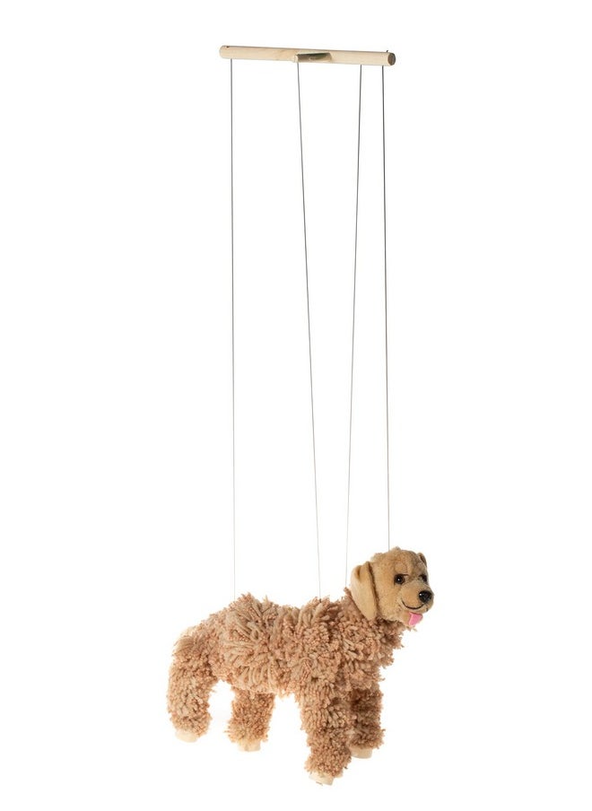 Artisan Owl Labrador Marionette Puppet - Yarn Dog with Wooden Feet, Detachable Strings (Brown)