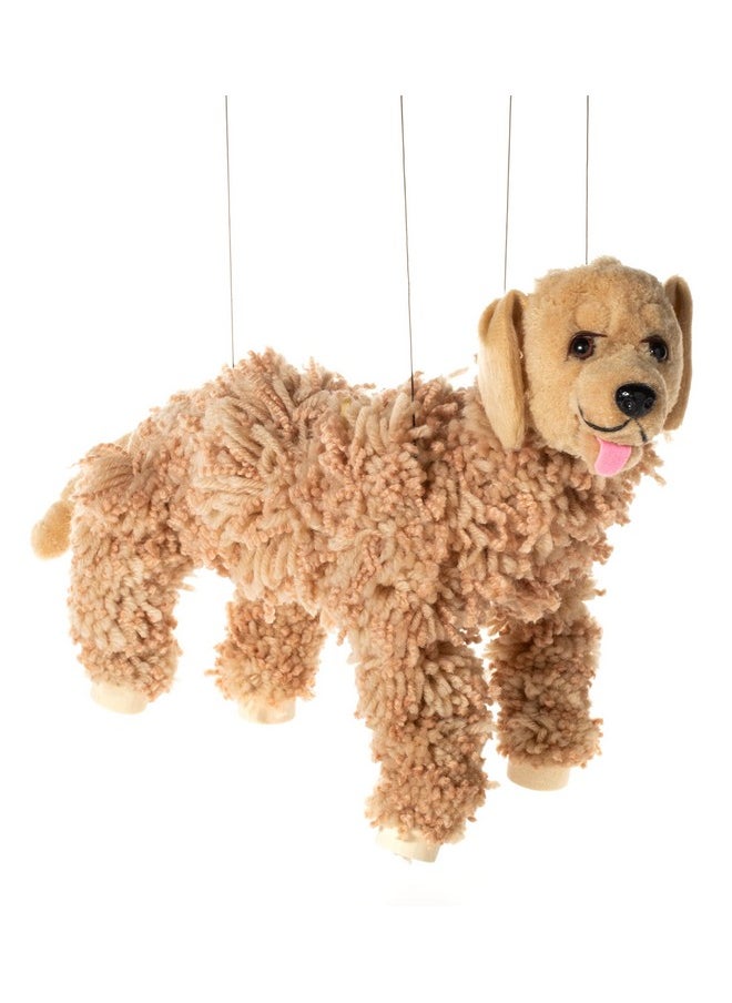 Artisan Owl Labrador Marionette Puppet - Yarn Dog with Wooden Feet, Detachable Strings (Brown)