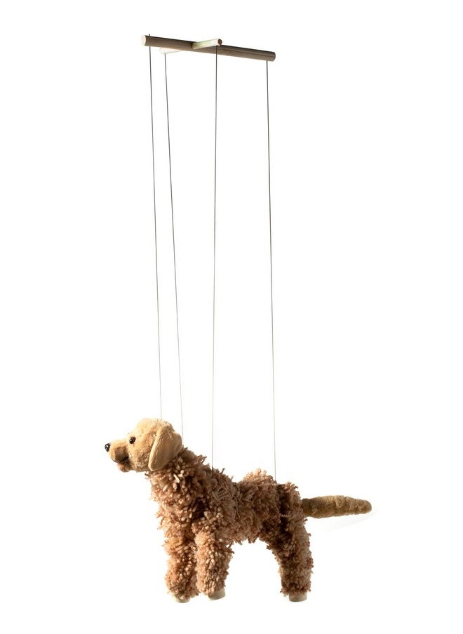 Artisan Owl Labrador Marionette Puppet - Yarn Dog with Wooden Feet, Detachable Strings (Brown)