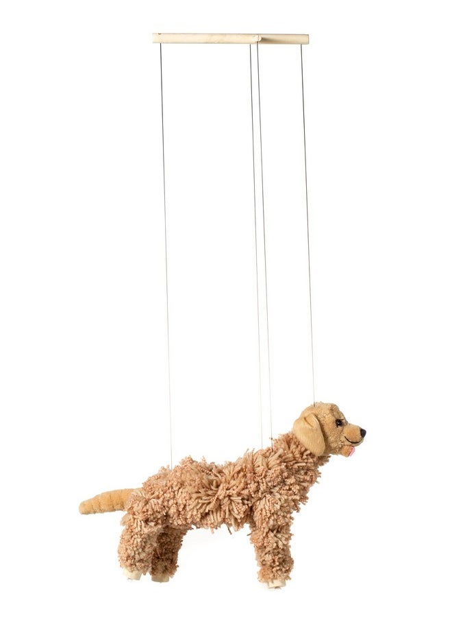 Artisan Owl Labrador Marionette Puppet - Yarn Dog with Wooden Feet, Detachable Strings (Brown)