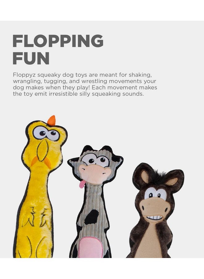 Outward Hound Floppyz Donkey Squeaky Dog Toy, Brown, Medium