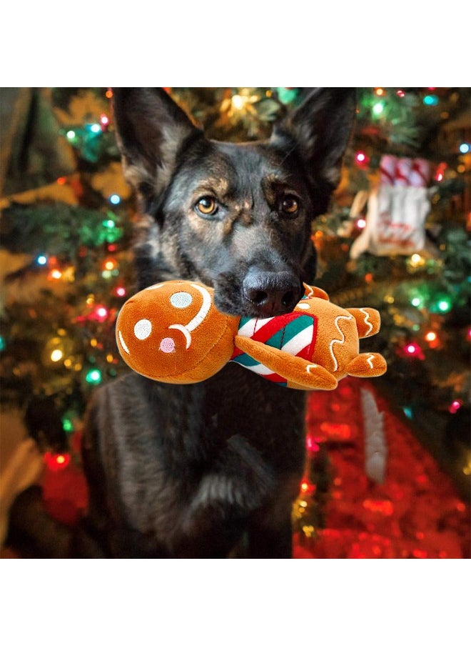 VICARKO Christmas Dog Toys, Plush Squeaky Gifts for Large Medium Small Dogs, Durable Chew Toy, Holiday Stocking, Gingerbread Man, Small 7.5 x 4.5”