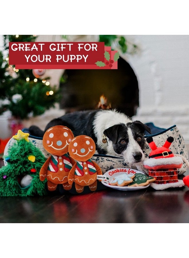 VICARKO Christmas Dog Toys, Plush Squeaky Gifts for Large Medium Small Dogs, Durable Chew Toy, Holiday Stocking, Gingerbread Man, Small 7.5 x 4.5”