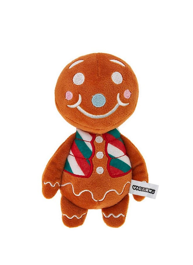 VICARKO Christmas Dog Toys, Plush Squeaky Gifts for Large Medium Small Dogs, Durable Chew Toy, Holiday Stocking, Gingerbread Man, Small 7.5 x 4.5”