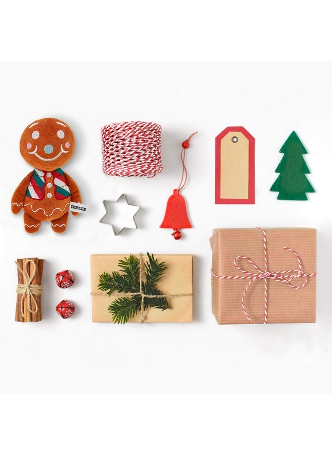 VICARKO Christmas Dog Toys, Plush Squeaky Gifts for Large Medium Small Dogs, Durable Chew Toy, Holiday Stocking, Gingerbread Man, Small 7.5 x 4.5”