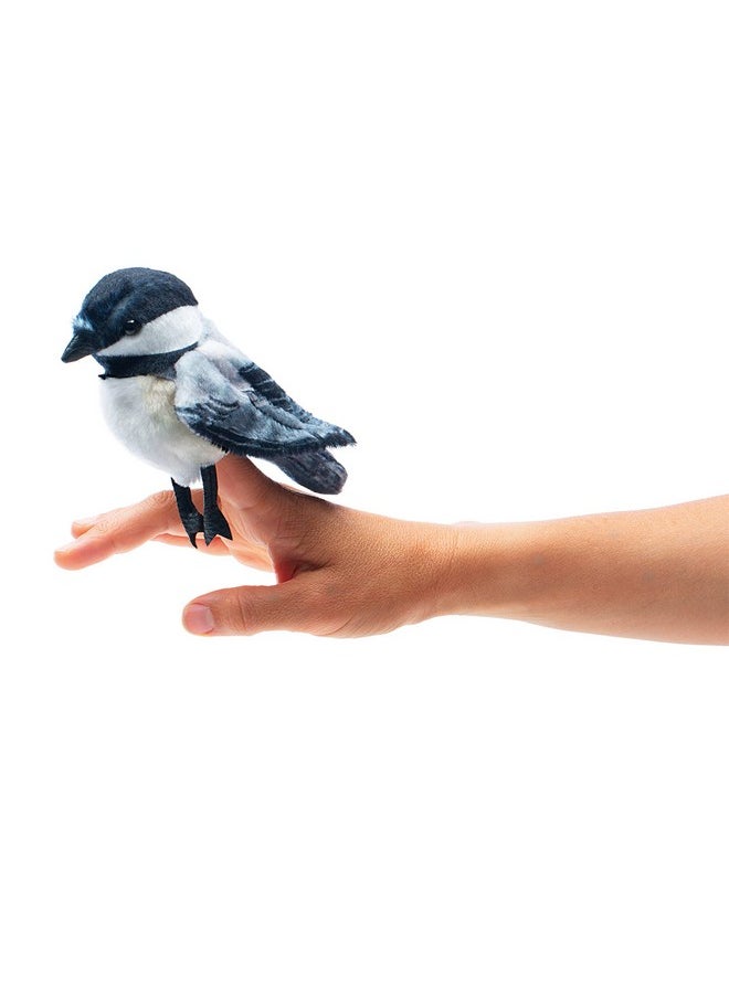 Folkmanis Mini Chickadee Finger Puppet, White; Black;gray