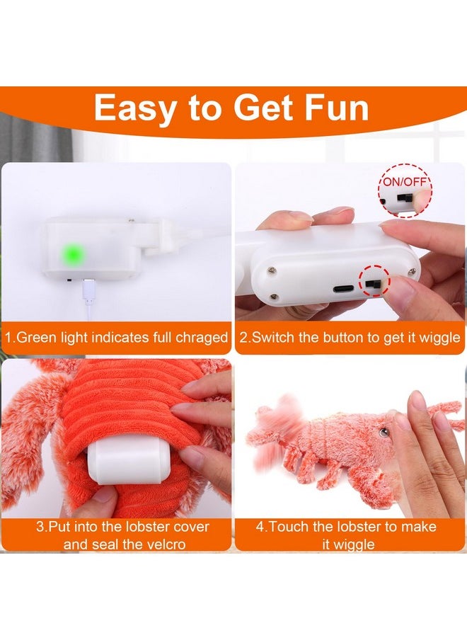 Mity rain Interactive Dog Toys, Wiggly Lobster Dog Toy to Keep Them Busy, Moving Dog Toys for Indoor&Outdoor, Rechargeable Floppy Pet Toys for Small Medium Large Dogs, Plush Squeaky Dog Toys