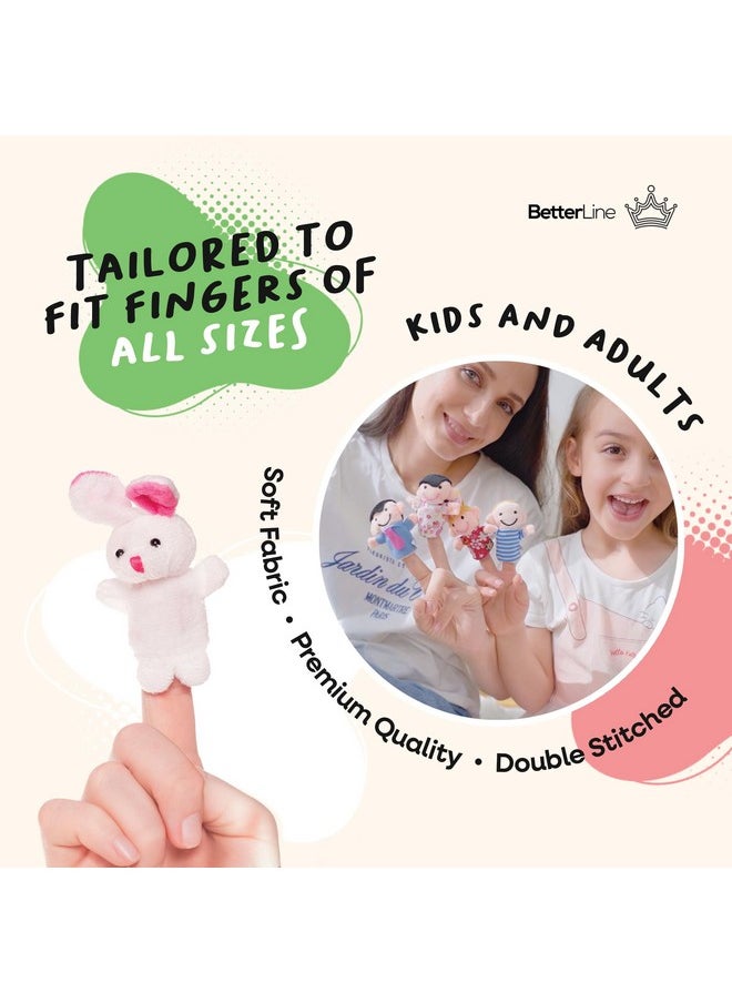 20-Piece Story Time Finger Puppets Set - Cloth Velvet Puppets - 14 Animals and 6 People Family Members