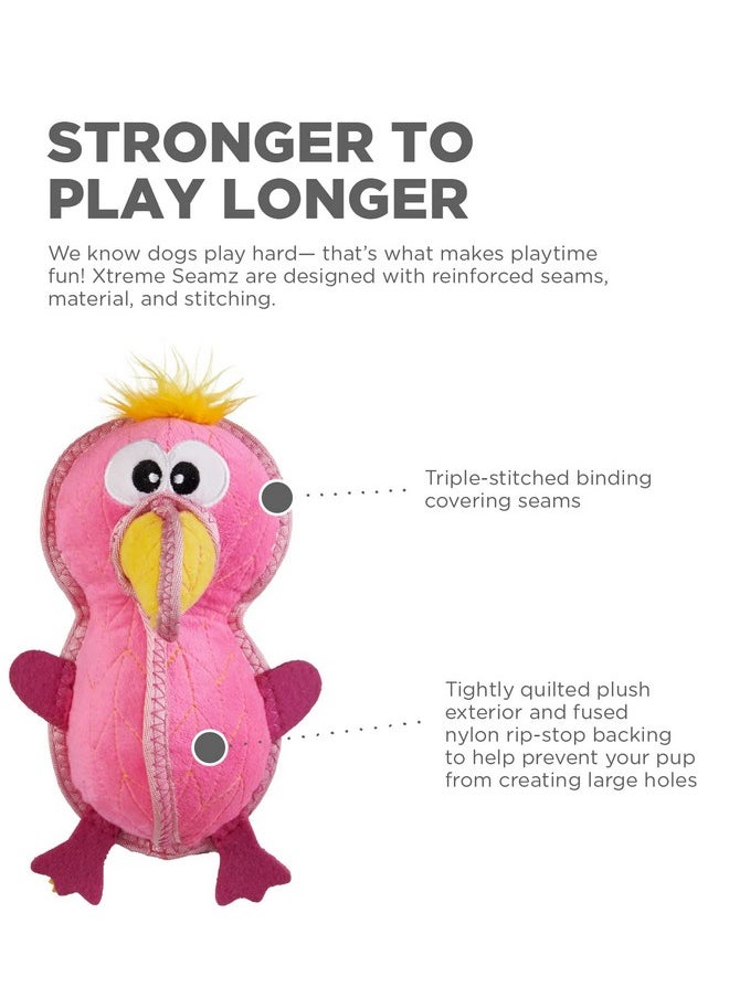 Outward Hound Xtreme Seamz Flamingo Squeaky Durable Dog Toy