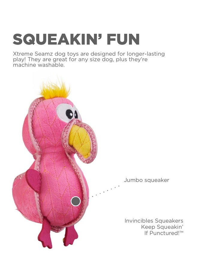 Outward Hound Xtreme Seamz Flamingo Squeaky Durable Dog Toy