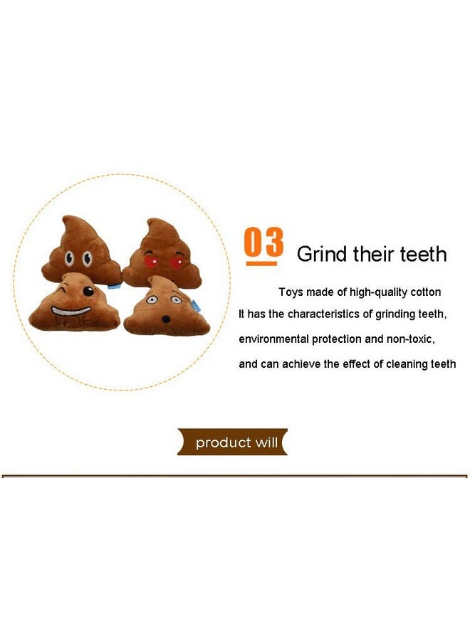 CheeseandU 2Pack Pet Dog Squeak Toy Funny Face Expression Plush Poop Shape Stuffing Squeaking Puppy Playtoy for Small Dogs Puppy