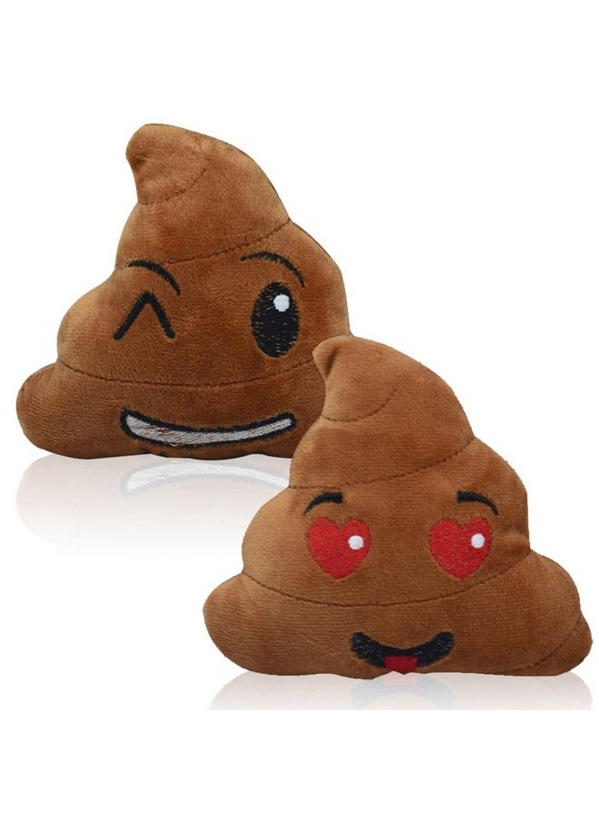 CheeseandU 2Pack Pet Dog Squeak Toy Funny Face Expression Plush Poop Shape Stuffing Squeaking Puppy Playtoy for Small Dogs Puppy
