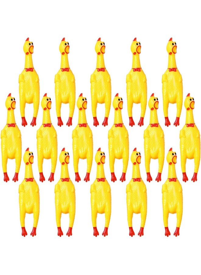 Sratte 16 Pack Screaming Chicken Toys Bulk Squeaky Rubber Chicken Large Squeaking Chicken Toys for Pet Chew Gifts Prank Novelty Toy(Yellow,12 Inch)