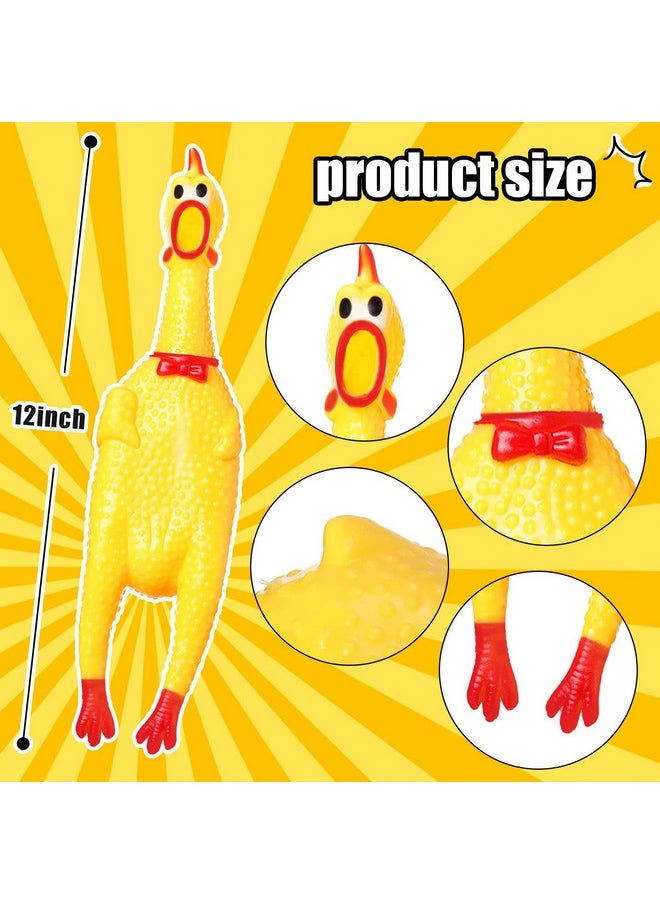 Sratte 16 Pack Screaming Chicken Toys Bulk Squeaky Rubber Chicken Large Squeaking Chicken Toys for Pet Chew Gifts Prank Novelty Toy(Yellow,12 Inch)
