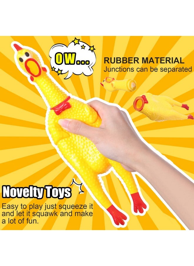 Sratte 16 Pack Screaming Chicken Toys Bulk Squeaky Rubber Chicken Large Squeaking Chicken Toys for Pet Chew Gifts Prank Novelty Toy(Yellow,12 Inch)