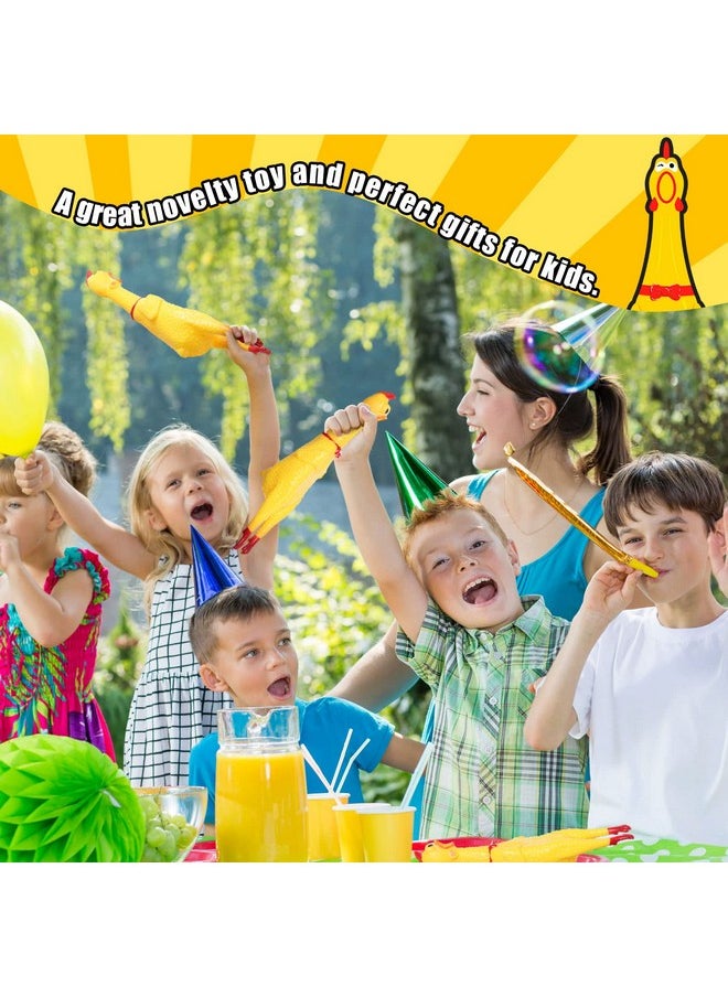Sratte 16 Pack Screaming Chicken Toys Bulk Squeaky Rubber Chicken Large Squeaking Chicken Toys for Pet Chew Gifts Prank Novelty Toy(Yellow,12 Inch)
