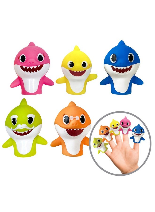Nickelodeon Baby Shark 5 Pc Finger Puppet Set - Party Favors, Educational, Bath Toys, Story Time, Beach Toys, Playtime,5 Count (Pack of 1)