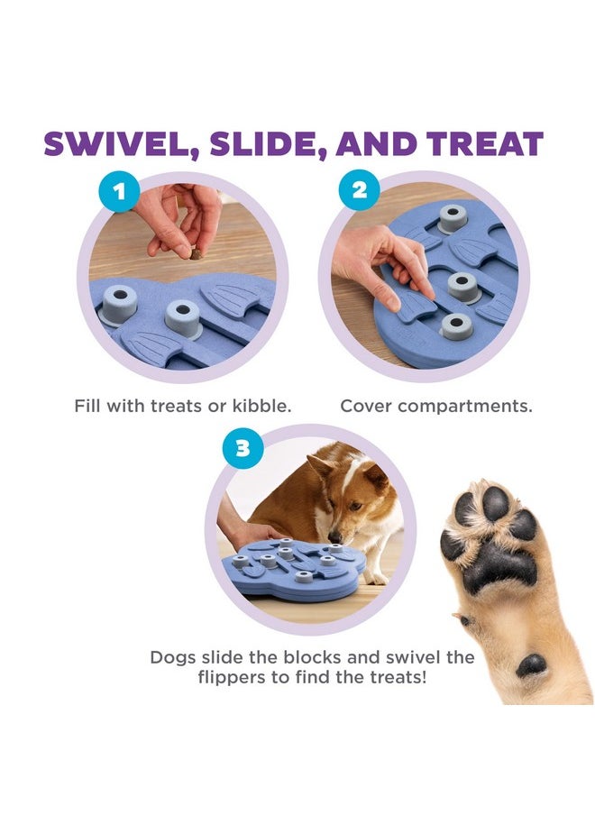 Outward Hound by Nina Ottosson Dog Hide N' Slide Treat Puzzle Enrichment Toy, Level 2 Intermediate, Purple, Composite