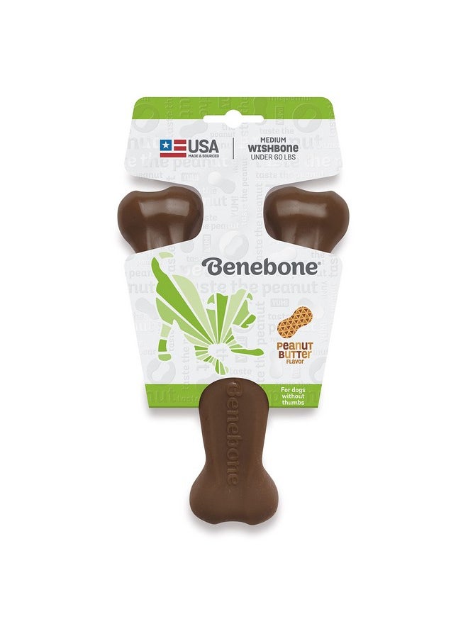 Pawsindia Benebone Wishbone Durable Dog Chew Toy for Aggressive Chewers|Real Peanut Medium for All Breeds