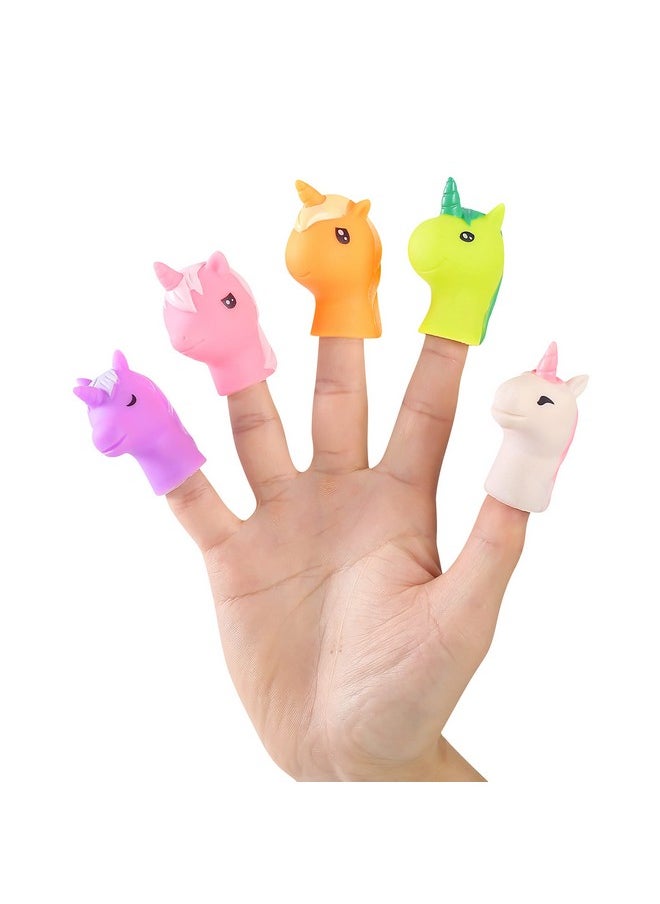 Unicorns Finger Puppets 5-Piece Set - Fun Toy Gift for Kids, Boys & Girls - Bath Puppets for Playtime, Children Birthday Party Favors, Cake Toppers, Pinata & Stocking Stuffers