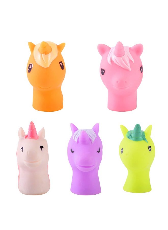 Unicorns Finger Puppets 5-Piece Set - Fun Toy Gift for Kids, Boys & Girls - Bath Puppets for Playtime, Children Birthday Party Favors, Cake Toppers, Pinata & Stocking Stuffers