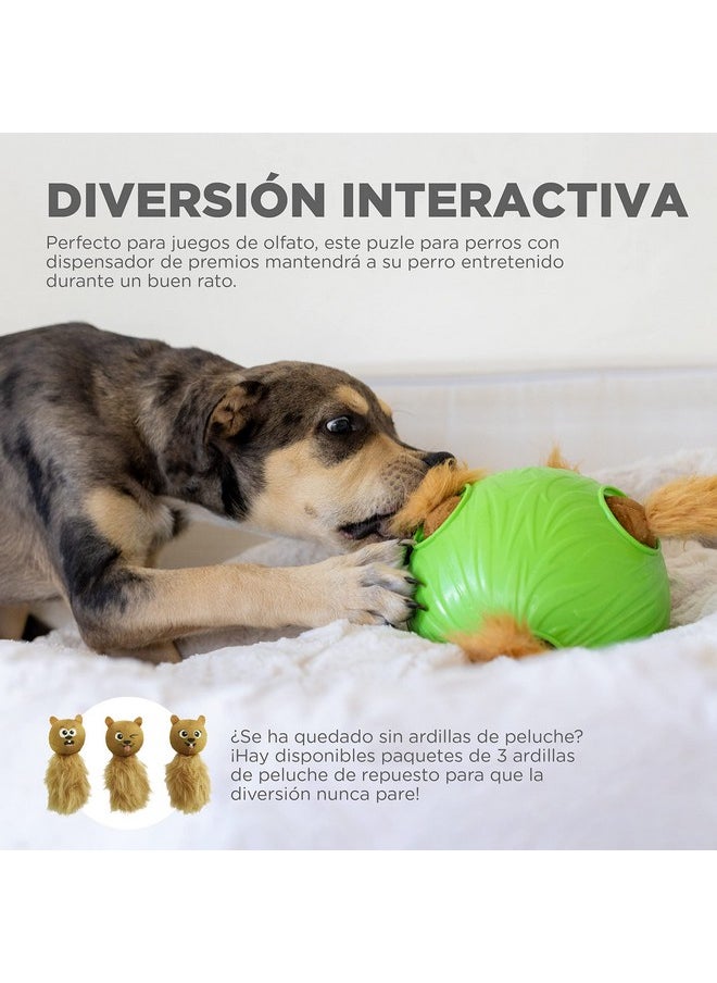 Outward Hound Nina Ottosson Dog Snuffle N' Treat Ball Interactive Treat Ball Dog Puzzle Dog Enrichment Dog Toy, Level 2 Intermediate, Green, Large