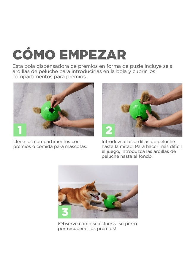 Outward Hound Nina Ottosson Dog Snuffle N' Treat Ball Interactive Treat Ball Dog Puzzle Dog Enrichment Dog Toy, Level 2 Intermediate, Green, Large