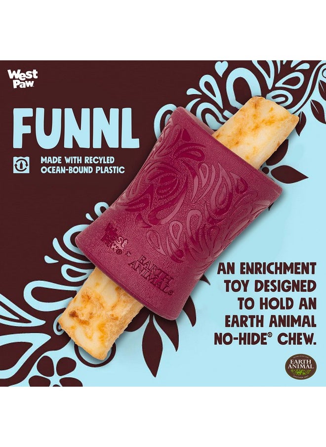 WEST PAW Funnl Dog Chew Toy - Interactive Treat Toys for Dogs - Toy Fillable with Earth Animal No-Hide Chews - Large 4.25