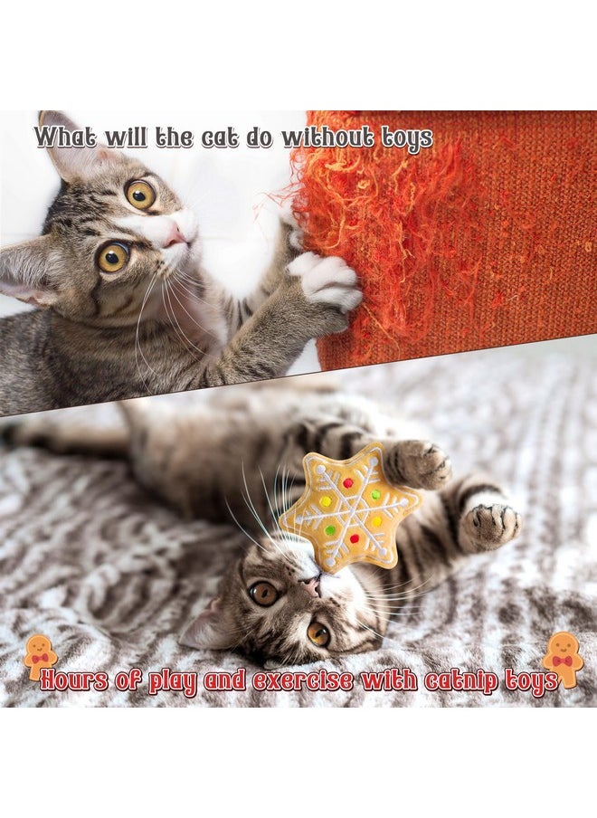 MALLMALL6 Catnip Toys for Cat - 5Pcs Christmas Gingerbread Catmint Interactive Cat Toy for Indoor Cats, Soft Plush Cat Supplies, Kitten Teething Chew Kick Toy Set, Pet Xmas Gifts for Cat Lover