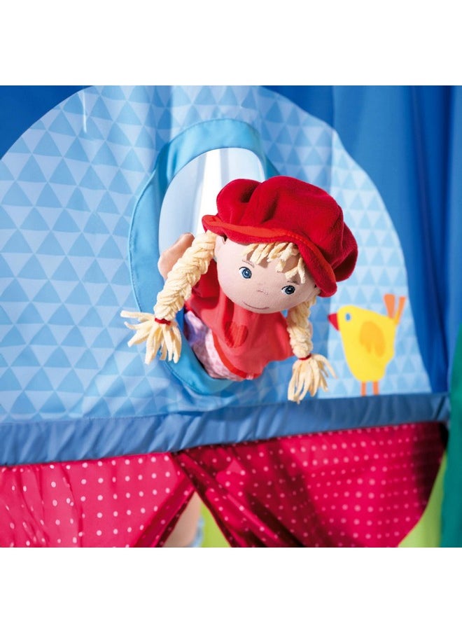 HABA Doorway Puppet Theater - Space Saver with Adjustable Rod: Ideal for Pretend Play, Hand Puppets, Educational Kids Activities, & Toys for Toddlers