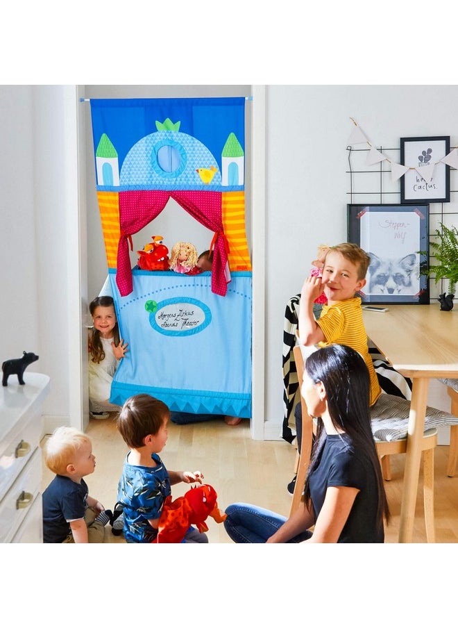 HABA Doorway Puppet Theater - Space Saver with Adjustable Rod: Ideal for Pretend Play, Hand Puppets, Educational Kids Activities, & Toys for Toddlers