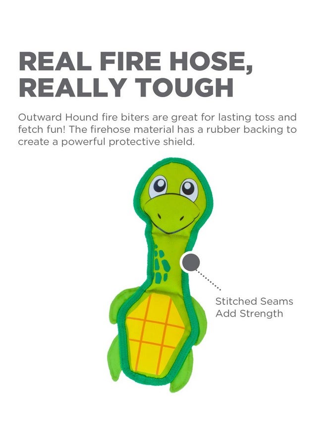 Outward Hound Fire Biterz Turtle Plush Firehose Material Interactive Dog Toy, Medium