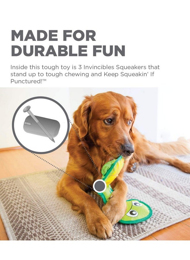 Outward Hound Fire Biterz Turtle Plush Firehose Material Interactive Dog Toy, Medium