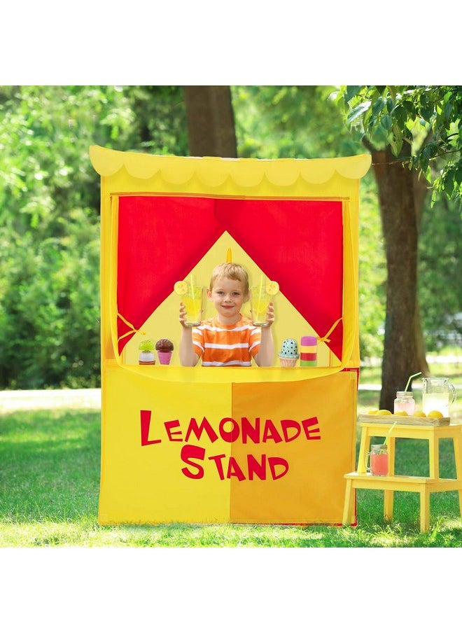 Alvantor Lemonade Stand Puppet Show Theater Pretend Playhouse Play Tent Kids on Stage Doorway Table Top Sets for Toddlers Curtain Fordable Rods Children Dramatic Furniture, 28