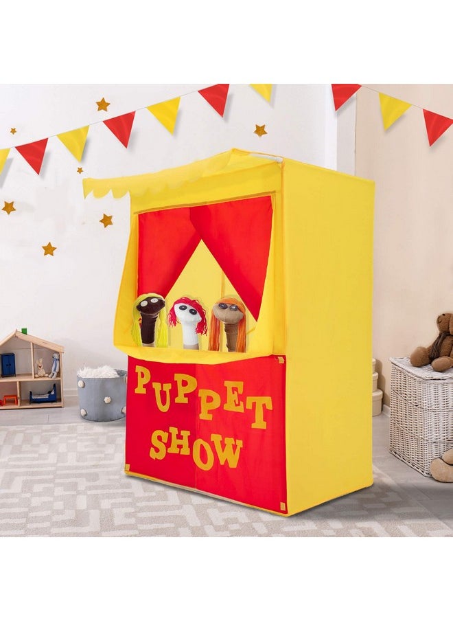 Alvantor Lemonade Stand Puppet Show Theater Pretend Playhouse Play Tent Kids on Stage Doorway Table Top Sets for Toddlers Curtain Fordable Rods Children Dramatic Furniture, 28