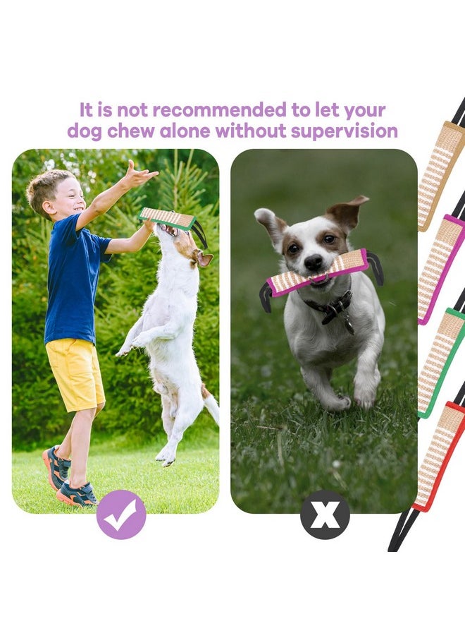 Kacctyen 4 Pcs Dog Tug Toy Dog Training Fight Pillow Tough Jute Dog with 2 Handles Dog Training Equipment for Small Medium Large Dogs Interactive Play (Purple, Green, Earthy Yellow, Red)