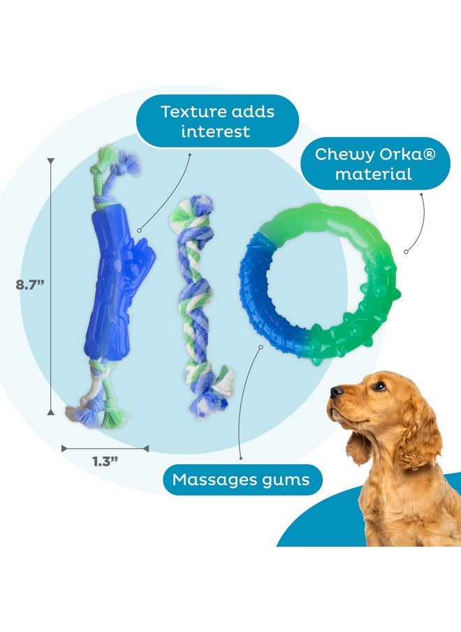 Petstages Orka Puppy Dental Chew Toys for Small Dogs & Teething Puppies - 3 Pack