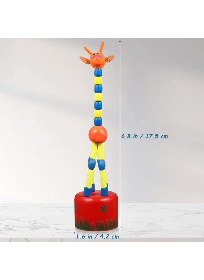 STOBOK 5Pcs Giraffe Finger Puppets, Wooden Giraffe Toys Colorful Cartoon Giraffe Thumb Push Puppets Standing Swing Animals Toys for Kids Toddlers Party Favors, Random Style