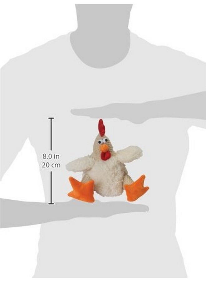 goDog Checkers Fat Rooster Squeaky Plush Dog Toy, Chew Guard Technology - White, Large
