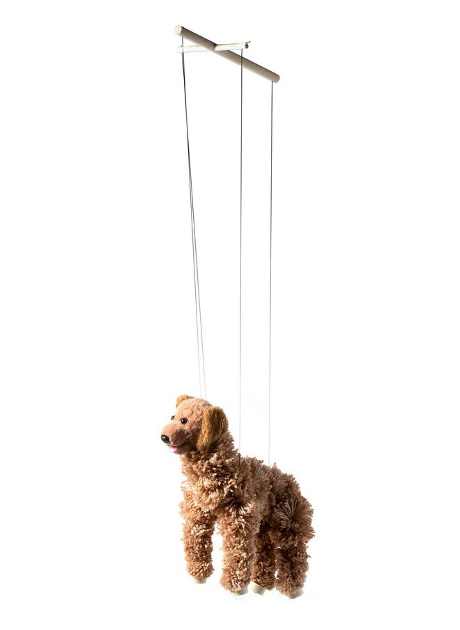 Artisan Owl Golden Retriever Marionette Puppet - Yarn Dog with Wooden Feet, Detachable Strings (Brown)