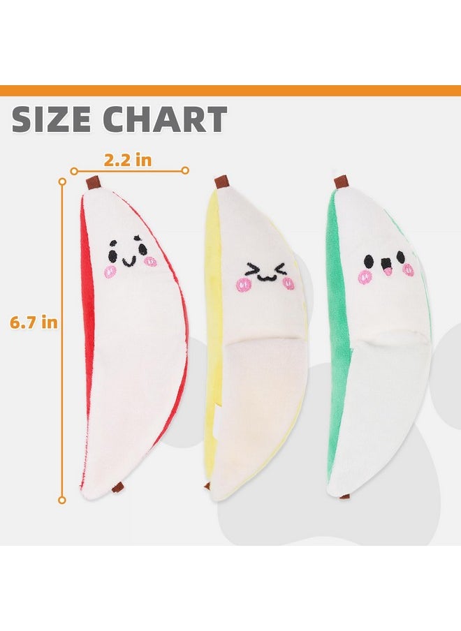 KOOLTAIL Cat Catnip Toys Banana, 3 Pack Expression Durable Soft Kicker Toy Filled with Natural Catnip Cotton, Self Play Interactive Bite Resistant Chew Teeth Cleaning Gift for Indoor Most Cats Kitten