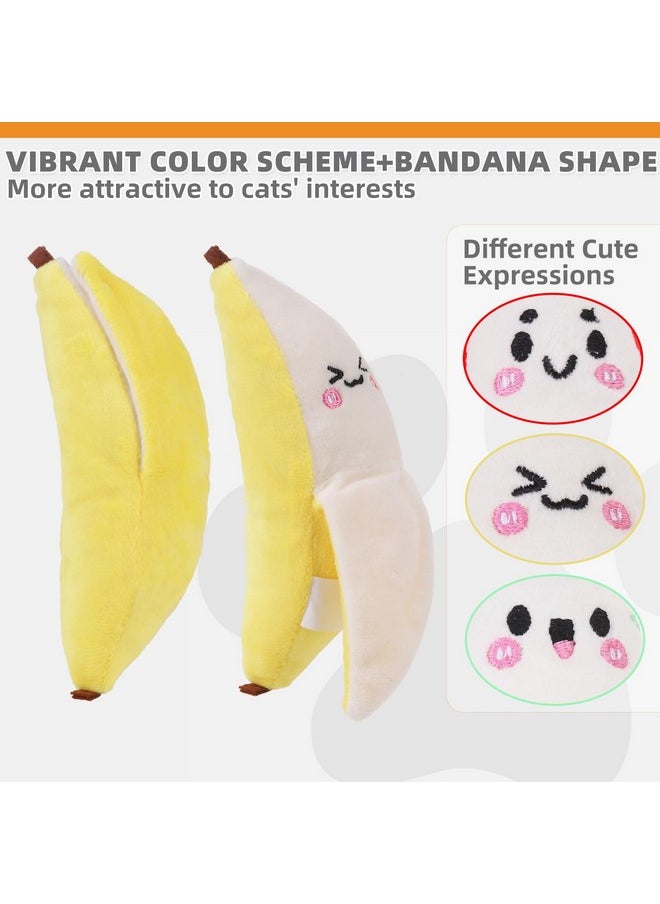 KOOLTAIL Cat Catnip Toys Banana, 3 Pack Expression Durable Soft Kicker Toy Filled with Natural Catnip Cotton, Self Play Interactive Bite Resistant Chew Teeth Cleaning Gift for Indoor Most Cats Kitten