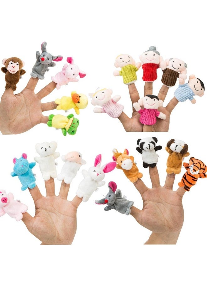 Finger Puppet Set (20-Piece), 6 Family Member and 14 Animal Finger Puppets Plush Toys - Great for Storytelling, Role-Playing, Teaching, Easter Eggs and Fun