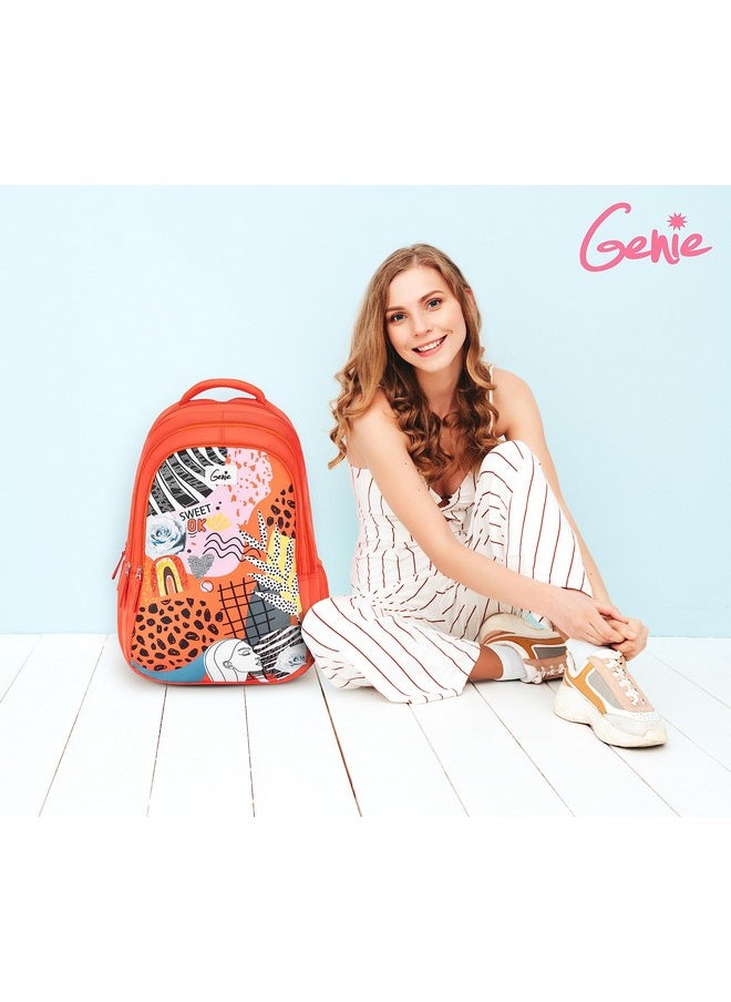 Genie Sweet Laptop Backpack for Women, 3 compartments, Stylish and Trendy College Bags for Girls, Water Resistant and Lightweight Bags for Office and Travelling Purpose. 36 litres